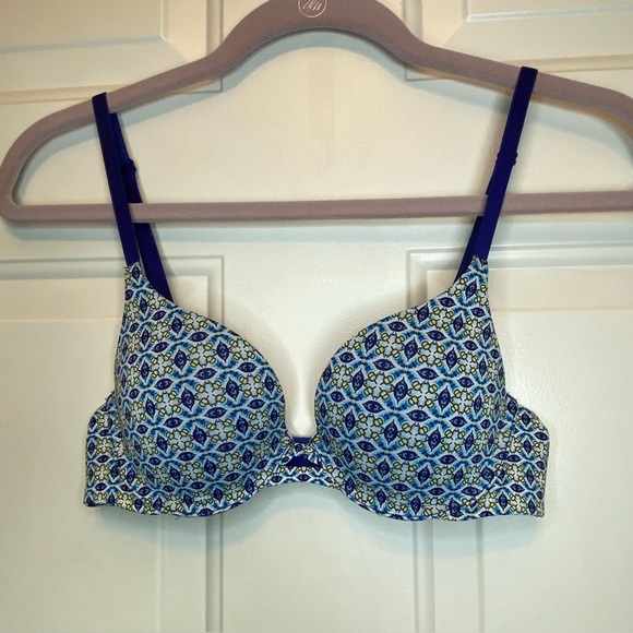 Victoria's Secret Blue Patterned Perfect Shape Bra Sz 32B Id# 36007582 - Picture 1 of 7